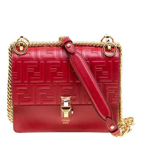 fendi kan bag red|Fendi bag with thick strap.